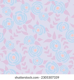 Cute floral seamless pattern in the small flowers.  Cartoon pastel simple romantic textile. Pretty plants background. Nature graphic illustration in doodle style.