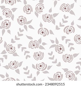 Cute floral seamless pattern in the small flowers.  Botanical white simple romantic textile. Pretty plants background. Nature graphic illustration in doodle style.