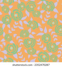Cute floral seamless pattern in the small flowers.  Retro nude simple romantic textile. Pretty plants background. Nature graphic illustration in doodle style.
