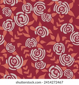 Cute floral seamless pattern in the small flowers.  Spring pink simple romantic textile. Pretty plants background. Nature graphic illustration in doodle style.