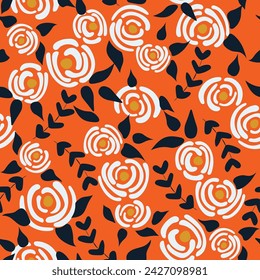 Lindo patrón floral sin costuras en las flores pequeñas.  Naranja primaveral simple textil romántico. Fondo de plantas bonitas. Ilustración gráfica de la naturaleza en estilo doodle.