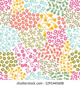 Cute floral seamless pattern with spring flower. Vintage flowers illustration. Template for fashion prints.