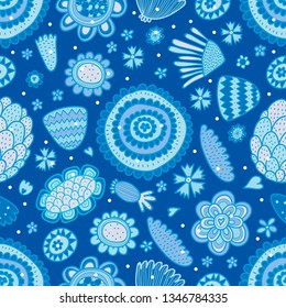 Cute floral seamless pattern with spring flower. Vintage flowers illustration. Template for fashion prints.