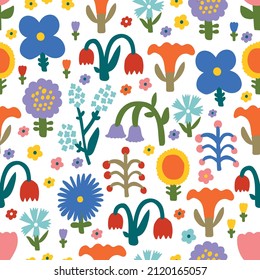 Cute floral seamless pattern with spring flower. Vintage flowers illustration. Template for fashion prints.