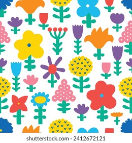 Cute floral seamless pattern with spring flower. Vintage flowers illustration. Template for fashion prints.