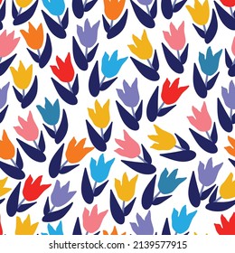 Patrón floral sin soldadura con tulipanes. Ilustración de flores antiguas. Plantilla para impresiones de moda.
