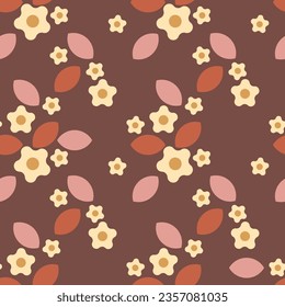 Patrón floral sin fisuras en colores cálidos. Ilustración vectorial para impresión, tela, cubierta, embalaje, decoración interior, decoración de blogs y otros proyectos.