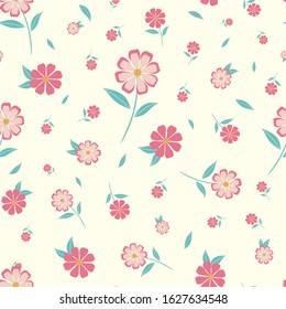 Cute floral seamless pattern with white bakground