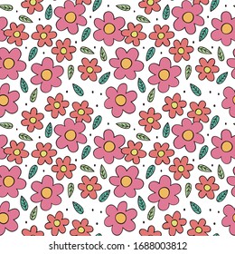 Cute floral seamless pattern. Wrapping paper. Vector