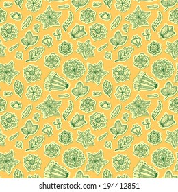 Cute floral seamless pattern in yellow colors