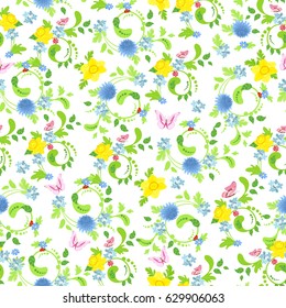 cute floral seamless texture with daffodils for your design