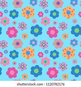 Cute floral seamless texture with a decorative daisies