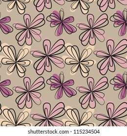 Cute floral seamless texture, endless pattern with flowers