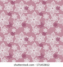 Cute floral seamless vector pattern,  great as a background, wallpaper, or fabric, textile design for girls clothes, baby room, valentines day etc