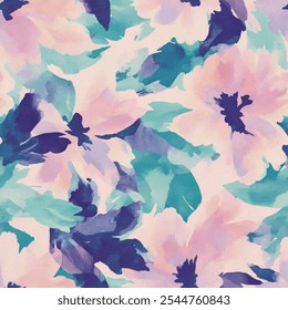 Cute floral seamless watercolor pattern on watercolor background. Flower vector illustration. Watercolor print in rustic vintage style, textile or wallpapers.