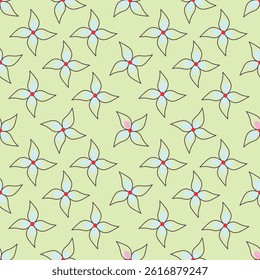 Cute floral seamstress pattern, hand drawn background