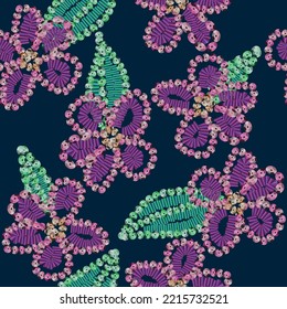 Cute Floral Sequin Vector Background Pattern Seamless