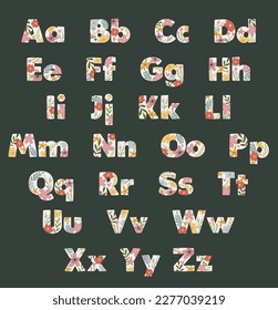 Cute Floral Spring Alphabet vector