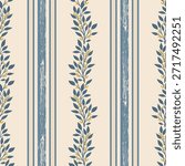 Cute floral striped seamless pattern. Flower vector illustration background. Watercolor print in rustic vintage style, textile or wallpapers.
