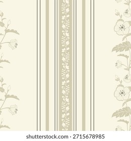 Lindo patrón de rayas florales sin fisuras. Fondo de Ilustración vectorial de flores. Impresión de acuarela en estilo rústico vintage, textil o Fondos de pantalla.