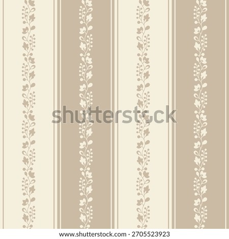Cute floral striped seamless pattern. Flower vector illustration background. Watercolor print in rustic vintage style, textile or wallpapers.