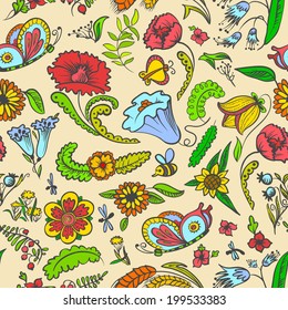 Cute floral summer and spring seamless pattern 