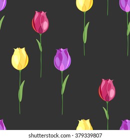 Cute floral. tulips set pattern. Flowers background pattern.