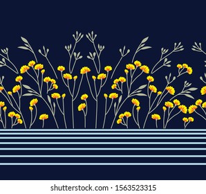 Cute floral vector flowers pattern on  border