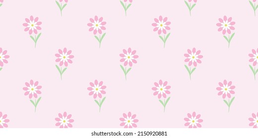 Cute floral vector pattern, seamless repeat background