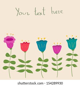 Cute floral vector postcard. Celebration template
