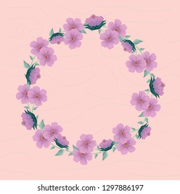 cute floral wreath with texture background