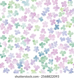Cute florals watercolor seamless pattern with  watercolor background. Flower vector illustration. Watercolor print in rustic vintage style, textile or wallpapers.