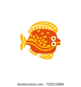 Cute flounder fish hand drawn vector Illustration