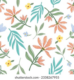 cute flower abstract hand drawn vector seamless pattern-01