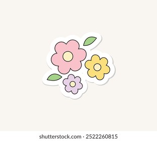 cute flower aesthetic sticker vector illustration