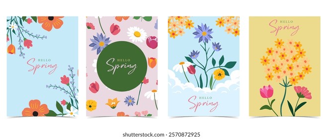 cute flower background with spring holiday for vertical a4 design