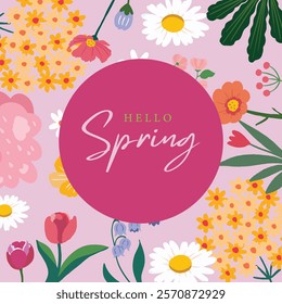 cute flower background with spring holiday for square design