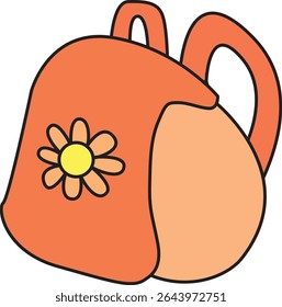 Cute Flower Backpack Vector Illustration in Flat Style – Perfect for Kids School Bag, Education Icons, and Child Graphics