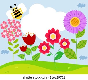 Cute flower and bee