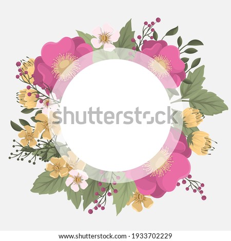 Similar – Round frames with tropical flowers and leaves