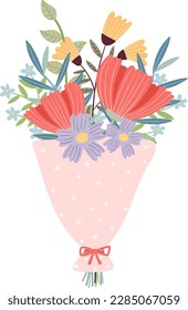 Cute flower bouquet, vector illustration