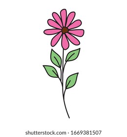 flor tierno con diseño de ilustración vectorial de ramas y hojas