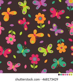 Cute flower and butterfly pattern background