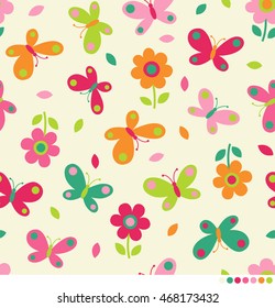 Cute flower and butterfly pattern background