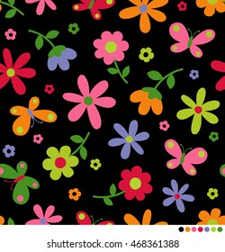 Cute flower and butterfly pattern background