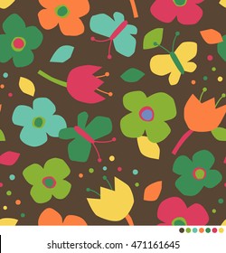 Cute flower and butterfly pattern background