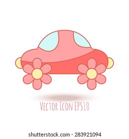 Cute flower car icon.