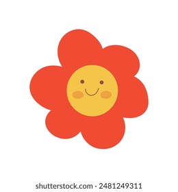 Personaje de dibujos animados de flores lindas. Ilustración vectorial. 