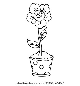 Cute Flower Cartoon Coloring Page Illustration Stock Vector (Royalty ...