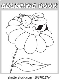 Cute Flower Cartoon, Coloring Sheet Vector